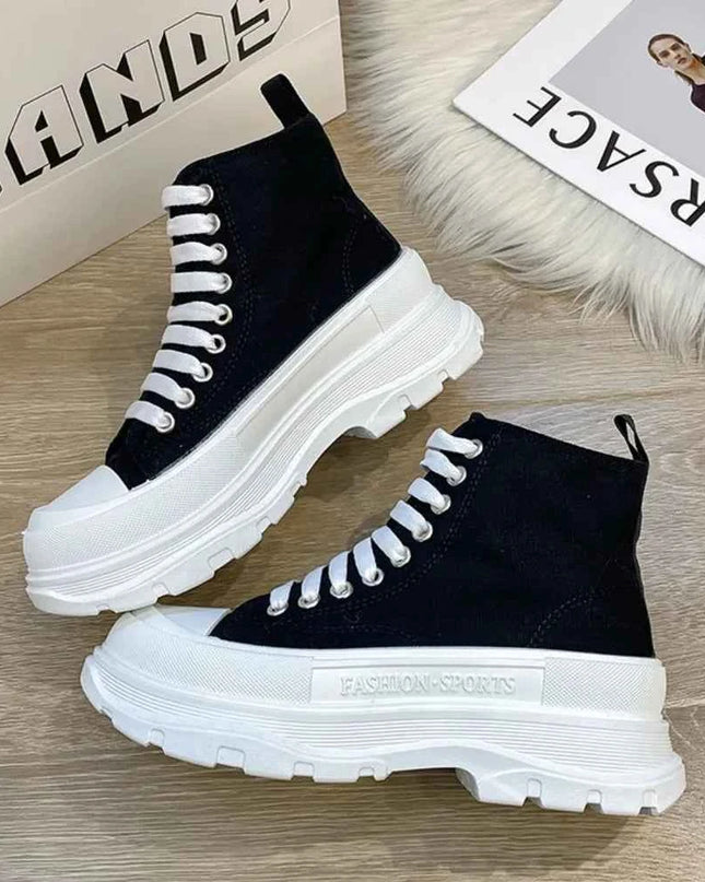 Lace Up Canvas Platform Sneakers
