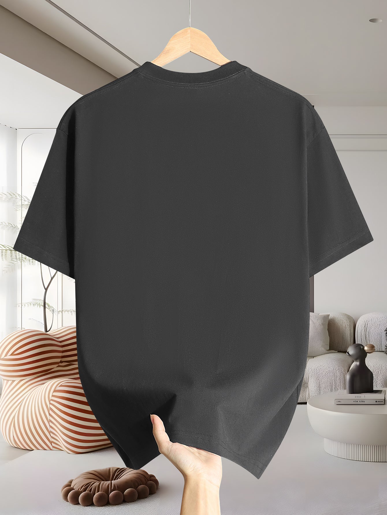 Men's 200g 100% Cotton Short Sleeve T-Shirt - White Casual Round Neck Tee with Geometric Pattern, Breathable Summer Top, Machine Washable Regular Fit, Everyday Apparel, Graphic Camel Design, Soft Fabric, Versatile Top, Minima - SeviSa
