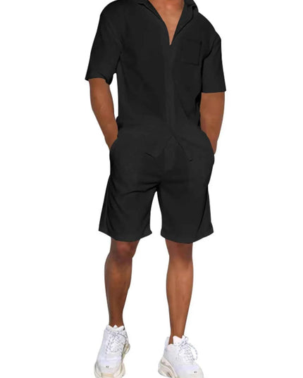 Men's Plus Size Button Up Shirt and Shorts Set