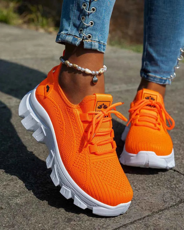 Mesh Lace Up Platform Athletic