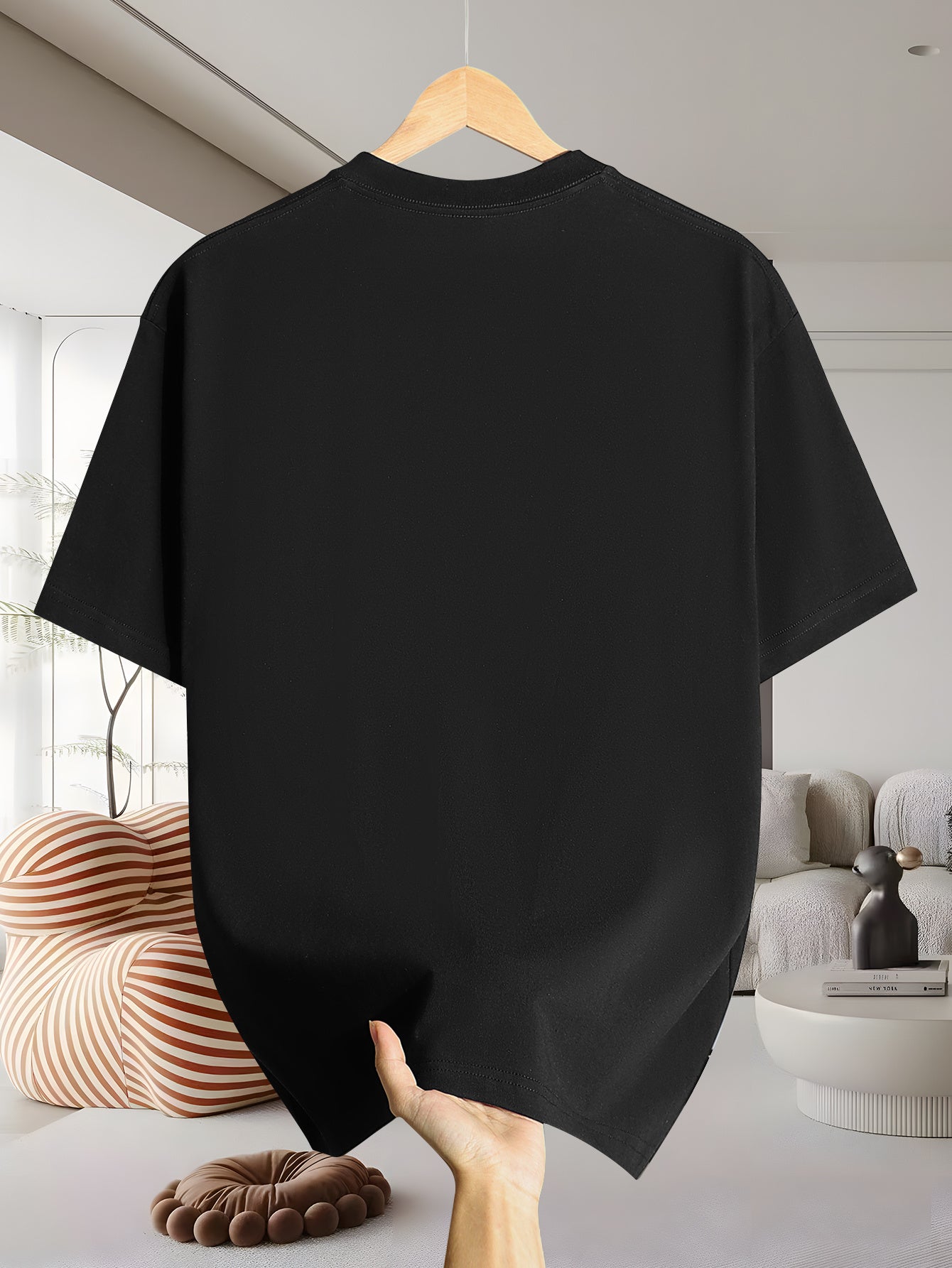 Men's 200g 100% Cotton Short Sleeve T-Shirt - White Casual Round Neck Tee with Geometric Pattern, Breathable Summer Top, Machine Washable Regular Fit, Everyday Apparel, Graphic Camel Design, Soft Fabric, Versatile Top, Minima - SeviSa