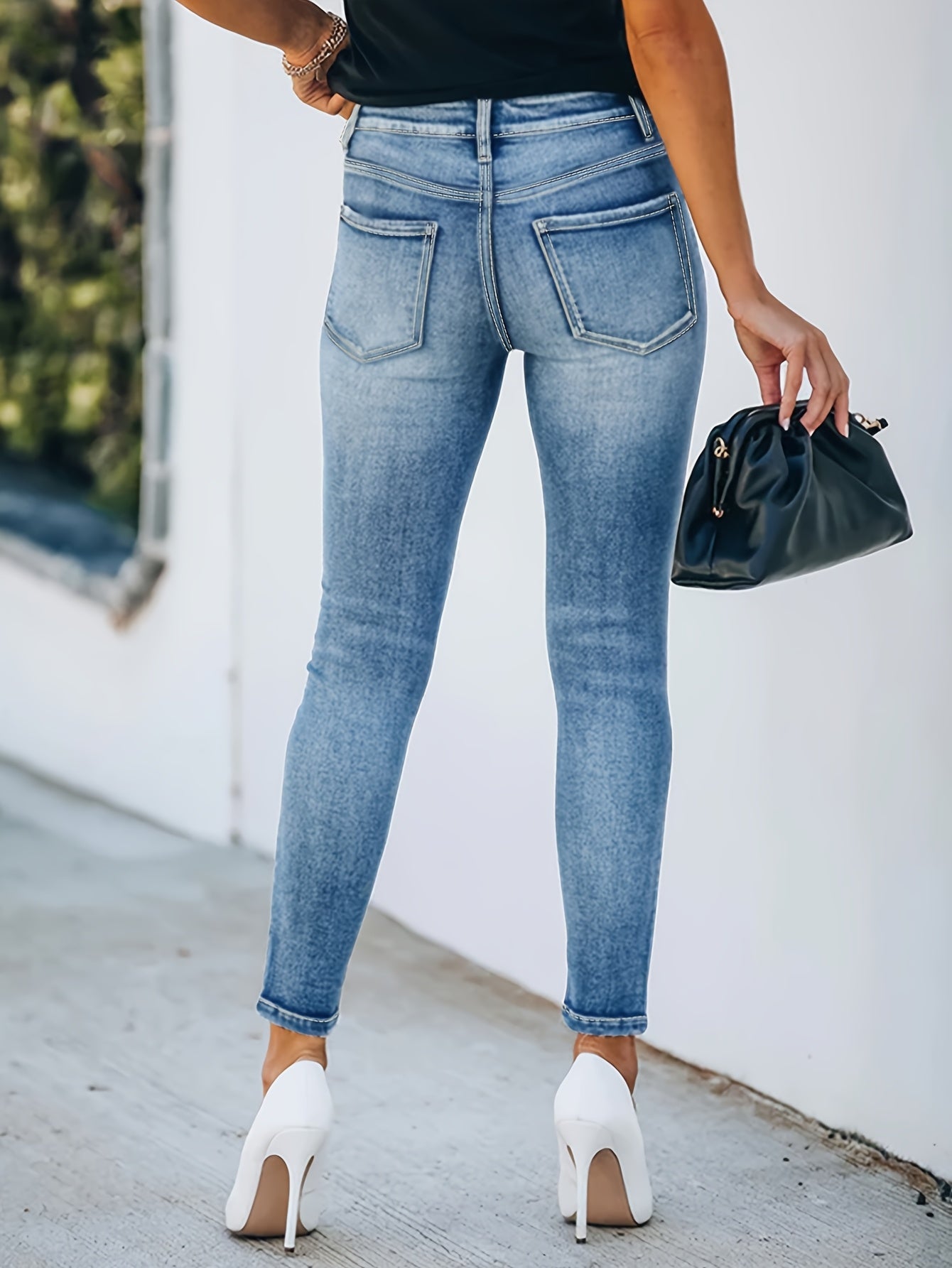 Women'S Slim-Fit Stretch Denim Jeans - Light Blue, Low-Rise, Button Closure, Casual Style, All-Season Comfort Fit, Perfect for Casual Attire, Comfortable Clothing | Casual Style Jeans | Medium Elasticity - SeviSa