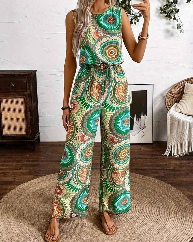 Casual Vacation Ethnic Style Sleeveless Women'S Jumpsuit with Circular Print