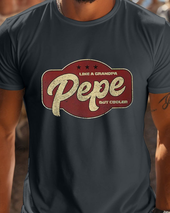 Pepe Is Like Grandpa But Cooler Men's Short-Sleeve T-Shirt - White Casual Graphic Print Round Neck Tee, Breathable Regular Fit Summer Top for Outdoor Activities, Medium Stretch Fabric - SeviSa