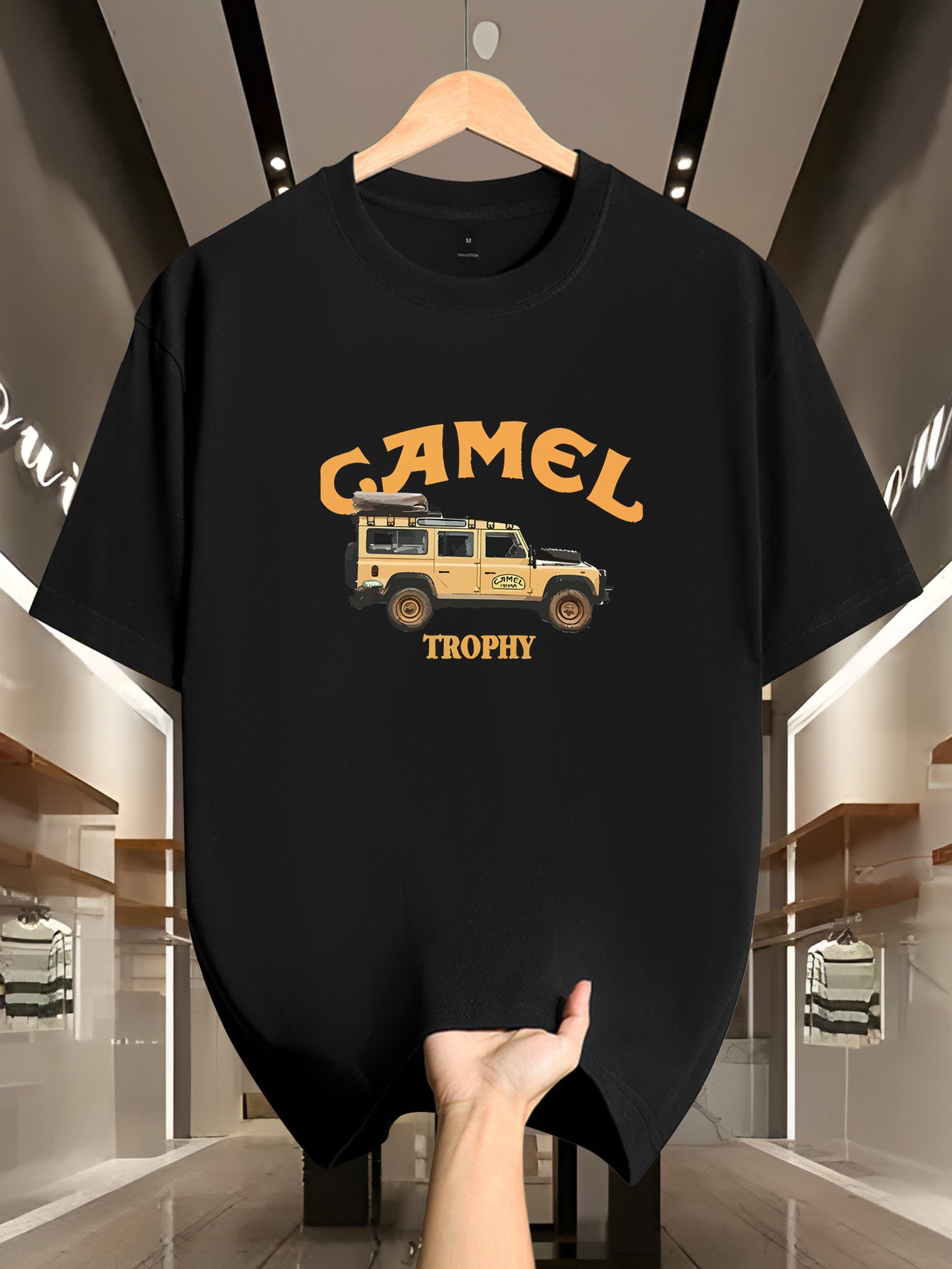 Men's 200g 100% Cotton Short Sleeve T-Shirt - White Casual Round Neck Tee with Geometric Pattern, Breathable Summer Top, Machine Washable Regular Fit, Everyday Apparel, Graphic Camel Design, Soft Fabric, Versatile Top, Minima - SeviSa