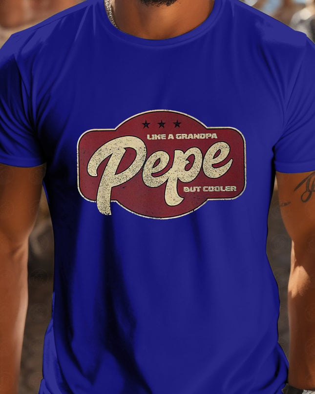 Pepe Is Like Grandpa But Cooler Men's Short-Sleeve T-Shirt - White Casual Graphic Print Round Neck Tee, Breathable Regular Fit Summer Top for Outdoor Activities, Medium Stretch Fabric - SeviSa