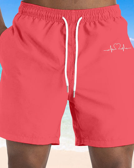Plus Size Men'S Quick-Dry Swim Trunks with Drawstring Waist & Pockets - Vibrant Pink Hawaiian Beach Shorts, Comfortable Non-Wrinkle Fabric for Pool, Beach, Vacation, Swim Suits, Poolside Apparel, Casual Style, Smooth Texture, - SeviSa