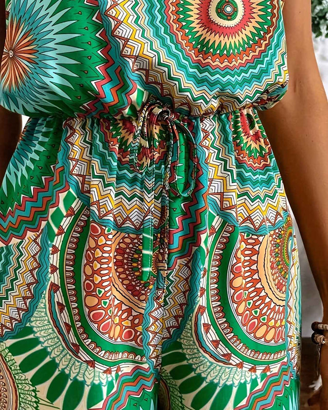 Casual Vacation Ethnic Style Sleeveless Women'S Jumpsuit with Circular Print