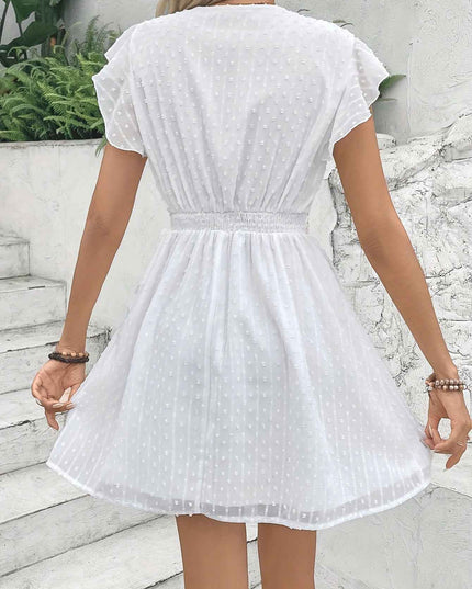 Elegant French Lace V-Neck A-Line Dress for Women - Chic Summer Sleeveless Dress with Contrast Lace Detailing, Lightweight Polyester Blend, Perfect for Casual or Formal Occasions, Lace Dress