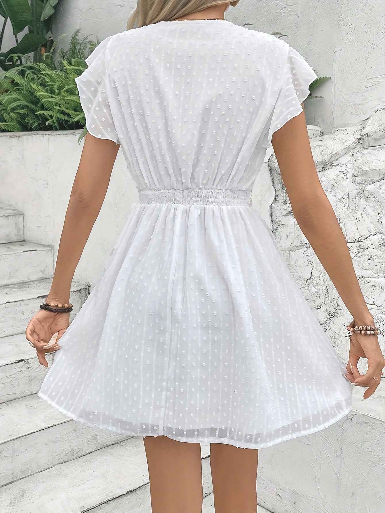 Elegant French Lace V-Neck A-Line Dress for Women - Chic Summer Sleeveless Dress with Contrast Lace Detailing, Lightweight Polyester Blend, Perfect for Casual or Formal Occasions, Lace Dress