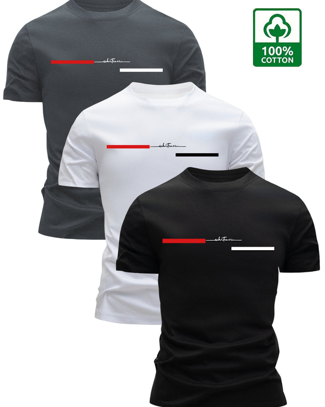 3pcs Men'S 100% Cotton T-Shirts - Casual Crew Neck, Breathable & Lightweight with Stylish "HIGH VOLTAGE" Graphic - Perfect for Summer, Summer Clothing|Sleek Tshirt|Comfortable Fit - SeviSa