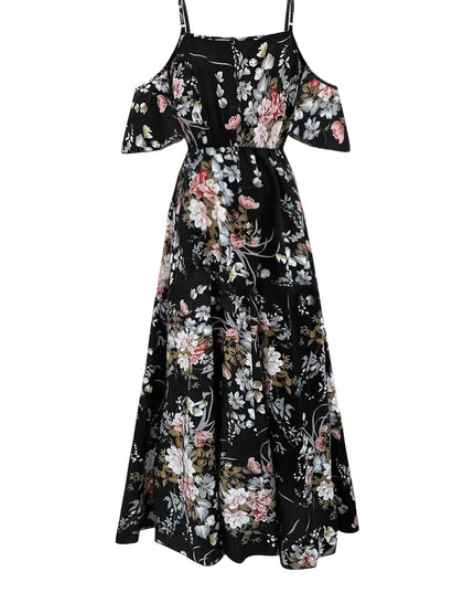 Elegant Floral Print V-Neck Maxi Dress with Tie-Waist and Ruffle Detail - Sleeveless, Flowy A-Line Skirt for Women, Perfect for Summer, Elegant Event Wear|Floral Print Dress|Polyester Fabric