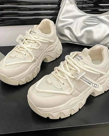 Lace Up Round Toe Platform Athletic Shoes