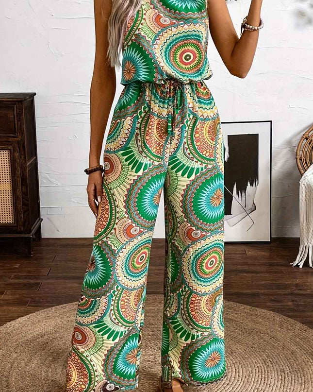 Casual Vacation Ethnic Style Sleeveless Women'S Jumpsuit with Circular Print