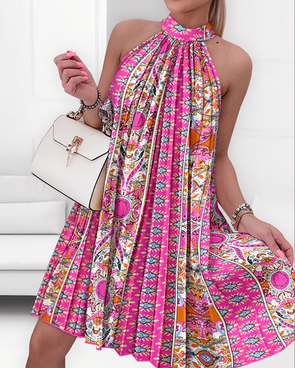 Elegant Floral Print Sleeveless Maxi Dress with Tie-Shoulder Detail - Vibrant Pink, Blue, Orange & Green Patterns, Flowy A-Line Skirt, Perfect for Summer Outings, Casual Summer Dress | Floral Print Dress | Polyester Fabric - SeviSa