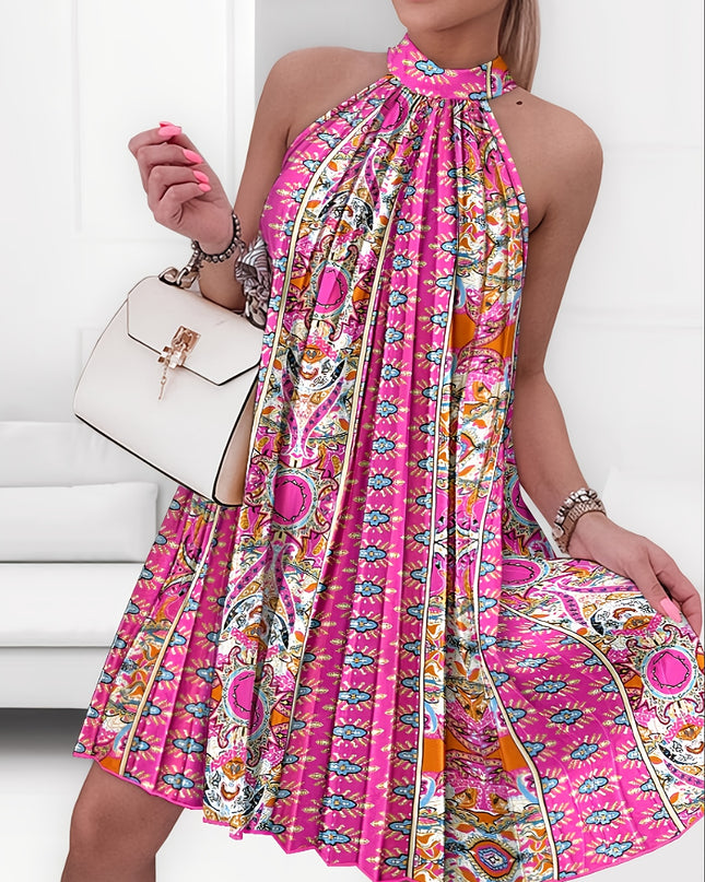 Elegant Floral Print Sleeveless Maxi Dress with Tie-Shoulder Detail - Vibrant Pink, Blue, Orange & Green Patterns, Flowy A-Line Skirt, Perfect for Summer Outings, Casual Summer Dress | Floral Print Dress | Polyester Fabric - SeviSa
