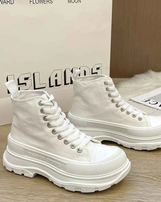Lace Up Canvas Platform Sneakers