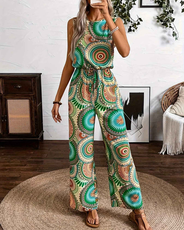 Casual Vacation Ethnic Style Sleeveless Women'S Jumpsuit with Circular Print