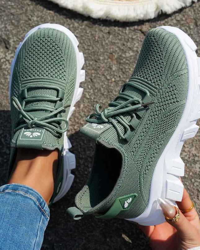 Mesh Lace Up Platform Athletic