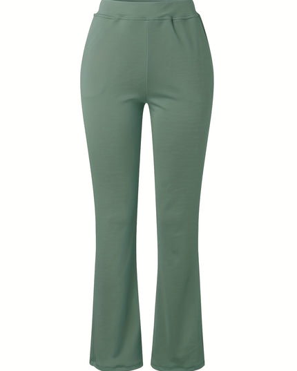 Women'S Elegant Solid Color Knit Flare Jeans - Stylish Long-Length, Polyester, No Belt, Spring/Fall Fashion, Adult, Pockets, Casual Wear|Flare Jeans|Polyester Fabric - SeviSa