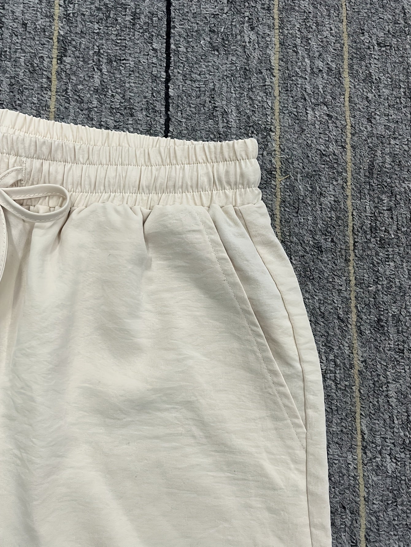 Men's Beige Casual Shorts - Lightweight Breathable Board Shorts with Drawstring Waist, Non-Stretch Fabric for Everyday, Gym, Beach, Office - Minimalist Streetwear Summer Shorts, Workout Shorts, Simple Design, Comfortable Mate - SeviSa