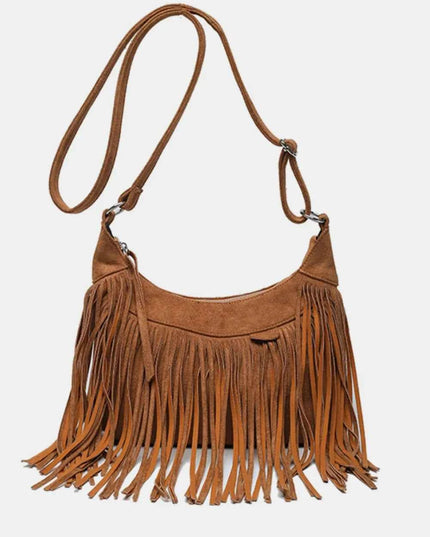 Suede Fringe Adjustable Strap Shoulder Bag
