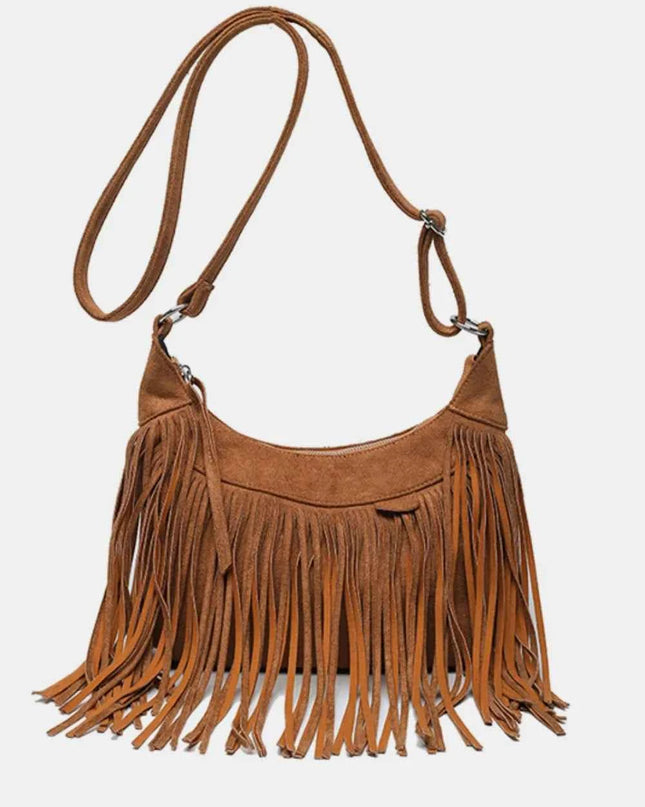 Suede Fringe Adjustable Strap Shoulder Bag