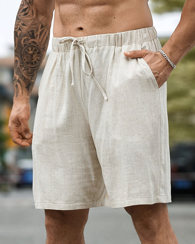 Men'S Plus Size Casual Loose Fit Linen Shorts - Straight Leg, Wide Leg, Non-Stretch Fabric with Pockets, Lightweight & Breathable for Summer, PLUS SIZE - SeviSa