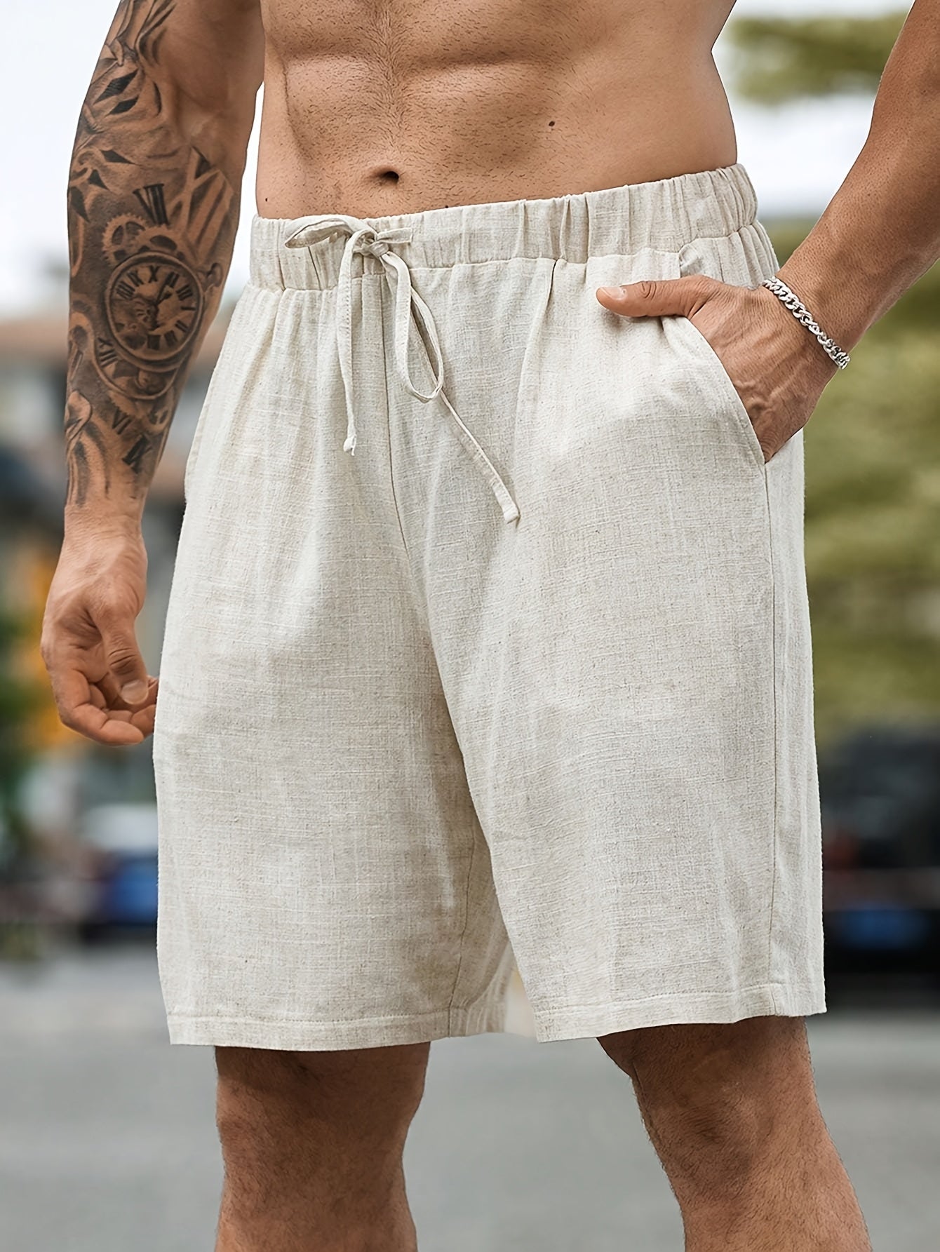 Men'S Plus Size Casual Loose Fit Linen Shorts - Straight Leg, Wide Leg, Non-Stretch Fabric with Pockets, Lightweight & Breathable for Summer, PLUS SIZE - SeviSa