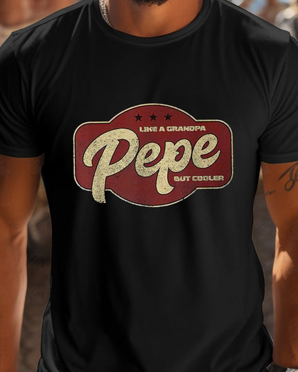 Pepe Is Like Grandpa But Cooler Men's Short-Sleeve T-Shirt - White Casual Graphic Print Round Neck Tee, Breathable Regular Fit Summer Top for Outdoor Activities, Medium Stretch Fabric - SeviSa