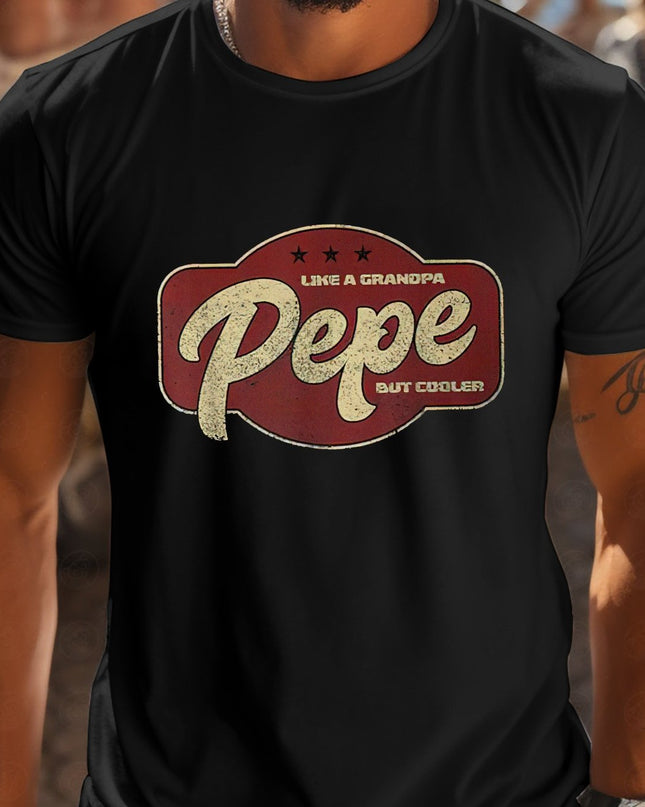 Pepe Is Like Grandpa But Cooler Men's Short-Sleeve T-Shirt - White Casual Graphic Print Round Neck Tee, Breathable Regular Fit Summer Top for Outdoor Activities, Medium Stretch Fabric - SeviSa