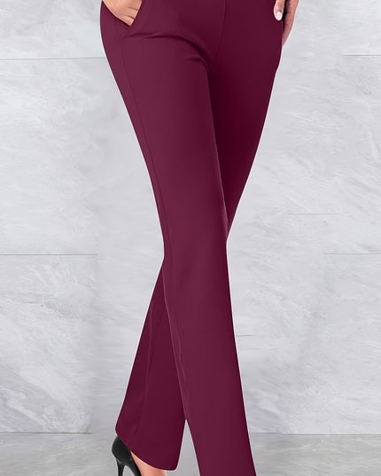 Women'S Elegant Solid Color Knit Flare Jeans - Stylish Long-Length, Polyester, No Belt, Spring/Fall Fashion, Adult, Pockets, Casual Wear|Flare Jeans|Polyester Fabric - SeviSa