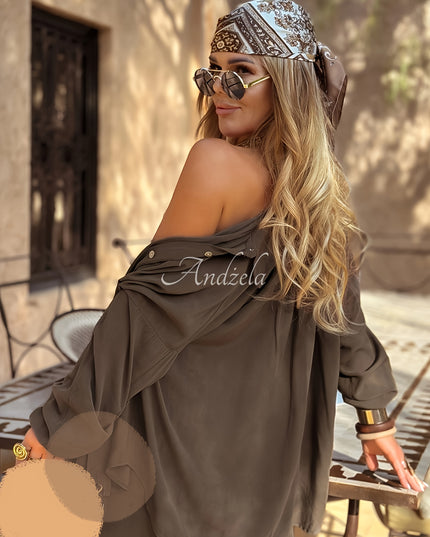 Women'S Elegant Button-Up Shirt and Wide-Leg Pants Set - Casual Chic, Solid Color, All-Season Versatile Outfit for Beach Vacations, Beach Attire|Chic Casual Attire|Polyester Blend
