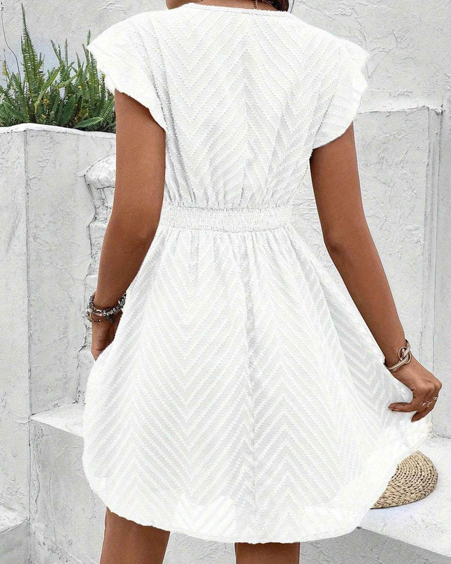 Elegant French Lace V-Neck A-Line Dress for Women - Chic Summer Sleeveless Dress with Contrast Lace Detailing, Lightweight Polyester Blend, Perfect for Casual or Formal Occasions, Lace Dress